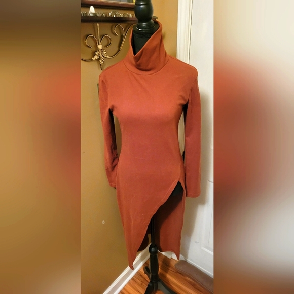 FHQ Collection Long Turtleneck Tunic with front asymetrical split, NWT - Picture 1 of 7